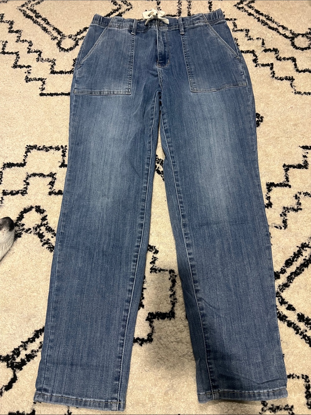 Judy Blue Mid Wash Straight Leg Drawstring Jeans
